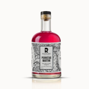 A Pornstar Martini cocktail bottle in Red