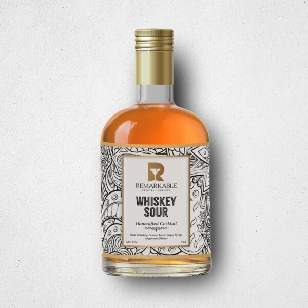 Bottle of pre-made Whiskey Sour cocktail