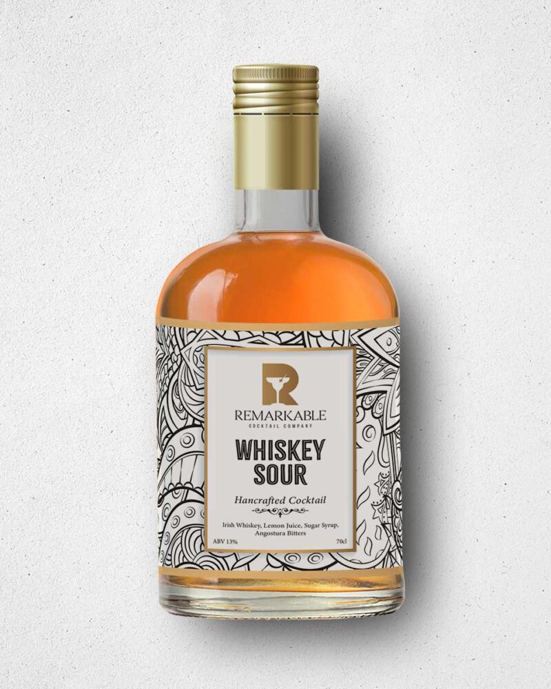 Bottle of pre-made Whiskey Sour cocktail